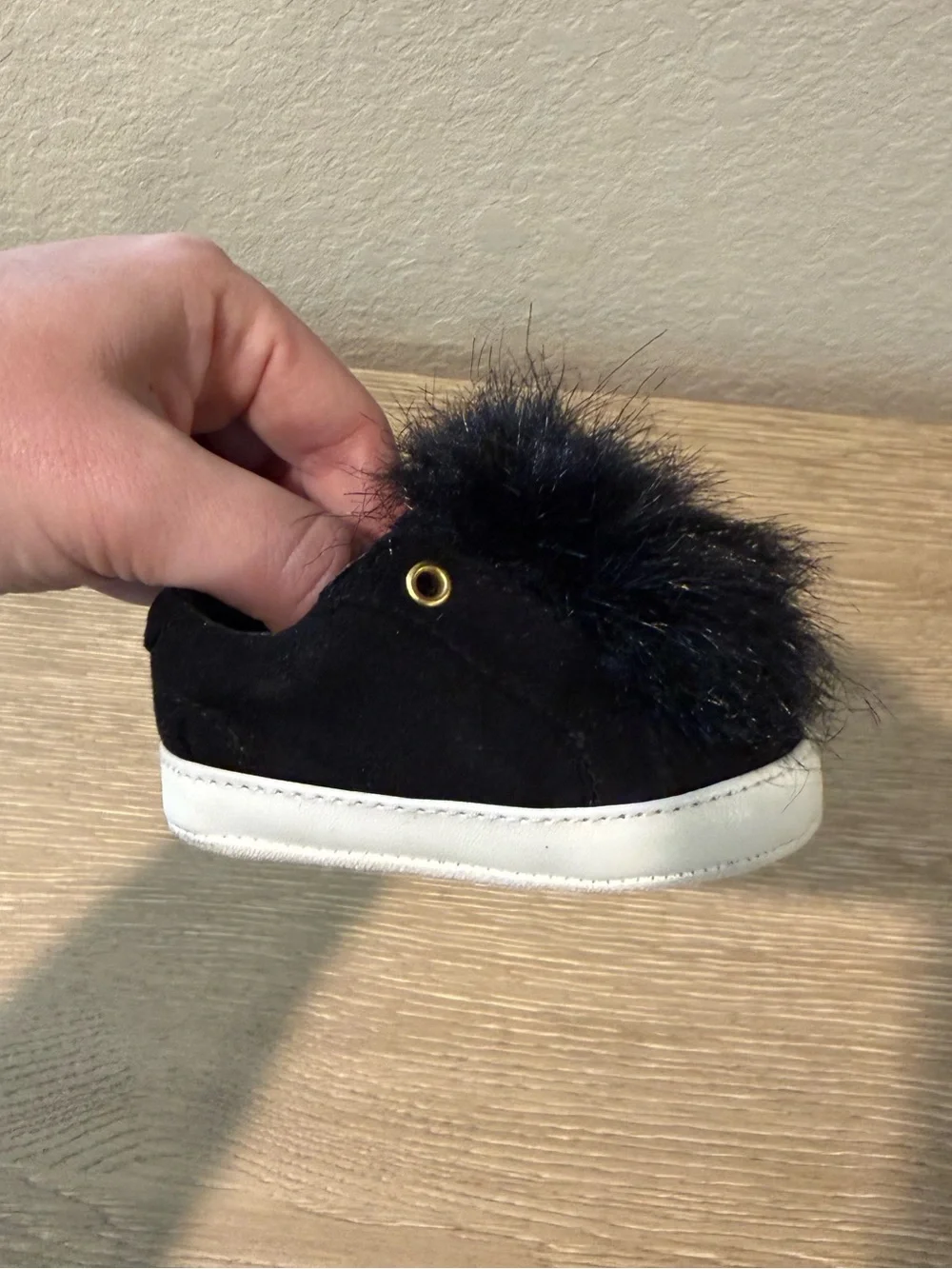 Sam Edelman Black Baby Sneakers with Poof, 6 Months